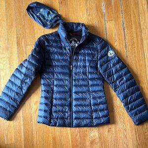 Navy Puffer Jacket with Hood